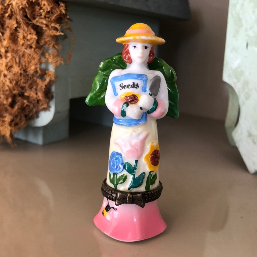 Limoges style porcelain garden angel box